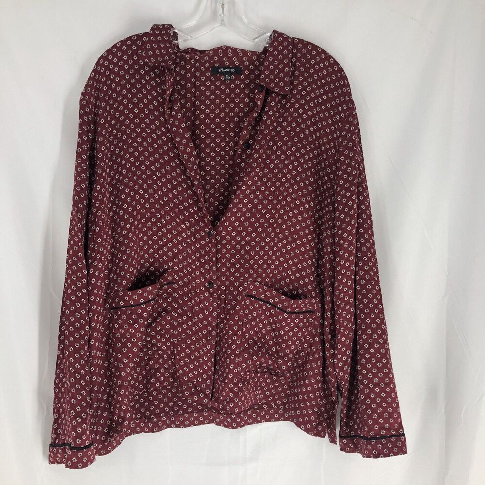 madewell pajamas shirt Red Daisy Button Up Size XL